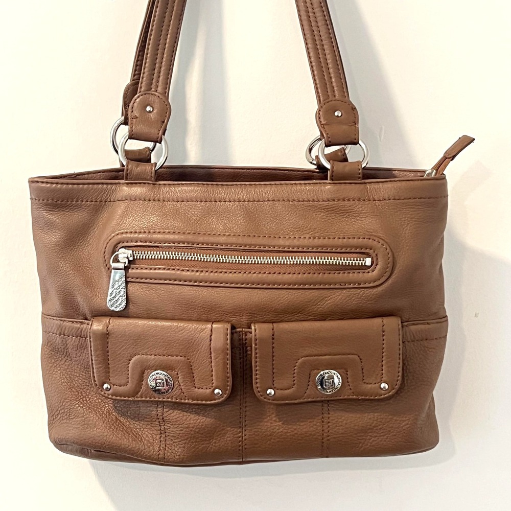 Stone Mountain Shoulder Bag Womens Medium Brown Leather Organizer Pockets Tote - Picture 2 of 16